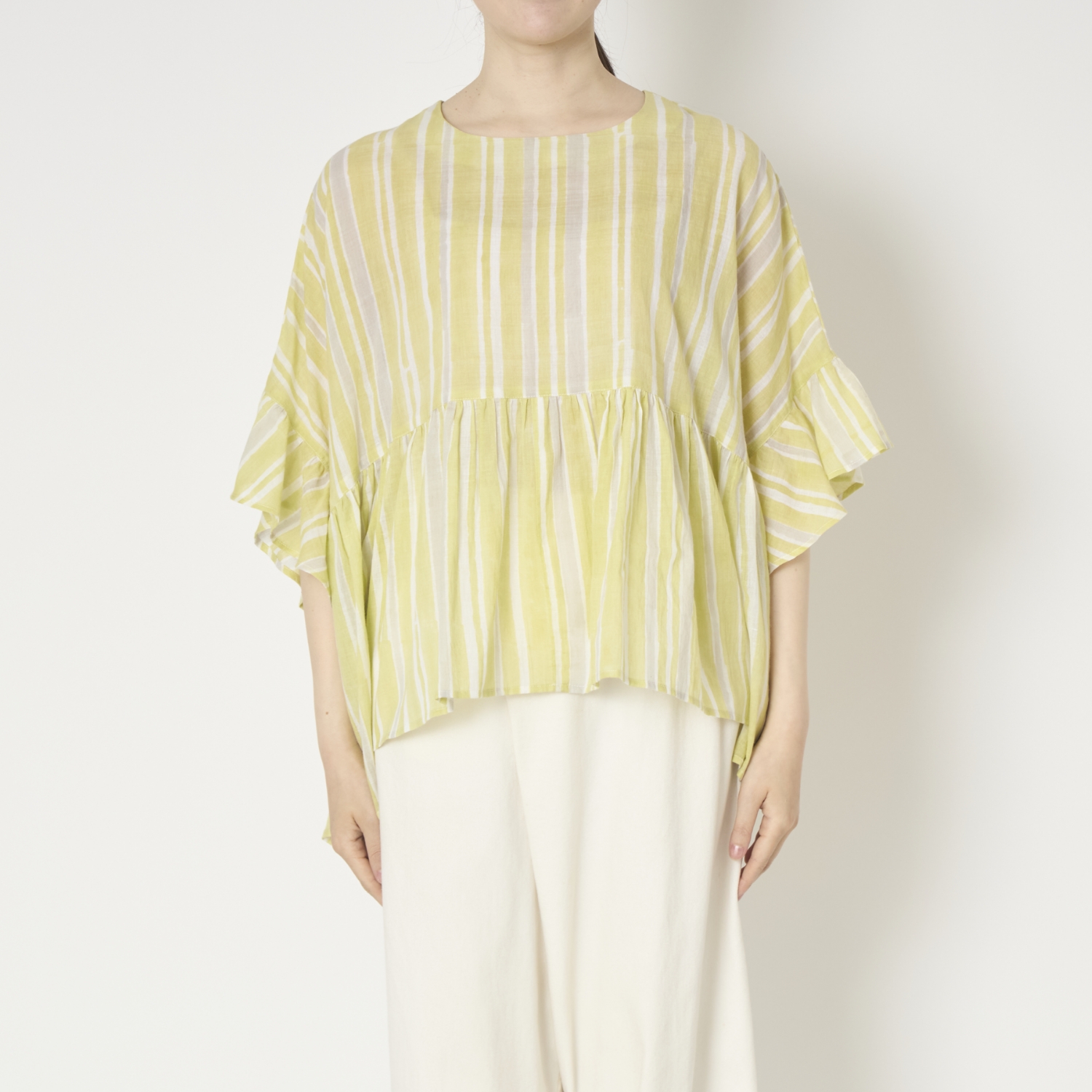 Kilka×kapuwa/風が通るカディーコットンブラウス STRIPE